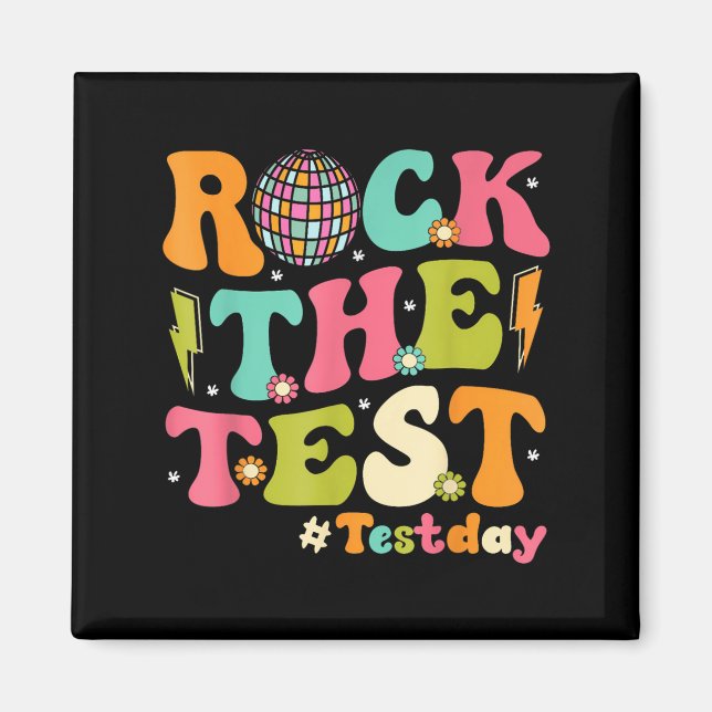 Aimant Rock The Test Testing Day Retro Motivational Teach (Devant)