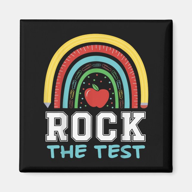 Aimant Rock The Test Testing Day Retro Motivational Teach (Devant)