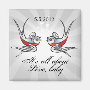 Aimant Rockabilly Tattoo Swallows Enregistrer le Mariage 