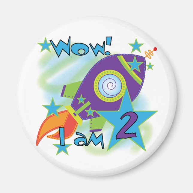 Aimant Rocket Ship 2e Anniversaire T-shirts et cadeaux (Devant)