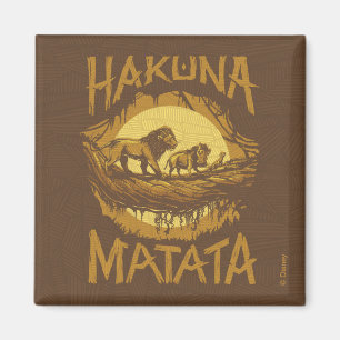 Aimant Roi Lion Design de coupe de bois "Hakuna Matata"
