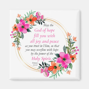 Aimant Romains 15:13 - Dieu de l'Espoir Bible Verse Flora
