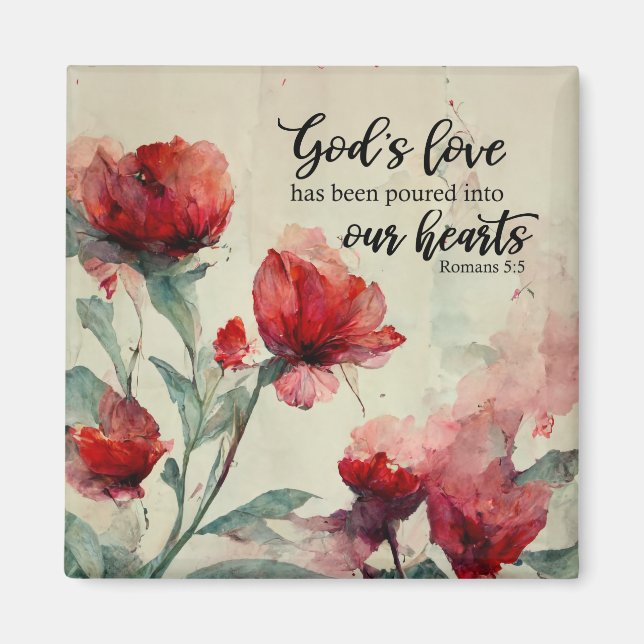 Aimant Romains 5:5 La Bible Amoureuse de Dieu Verse Fleur (Devant)
