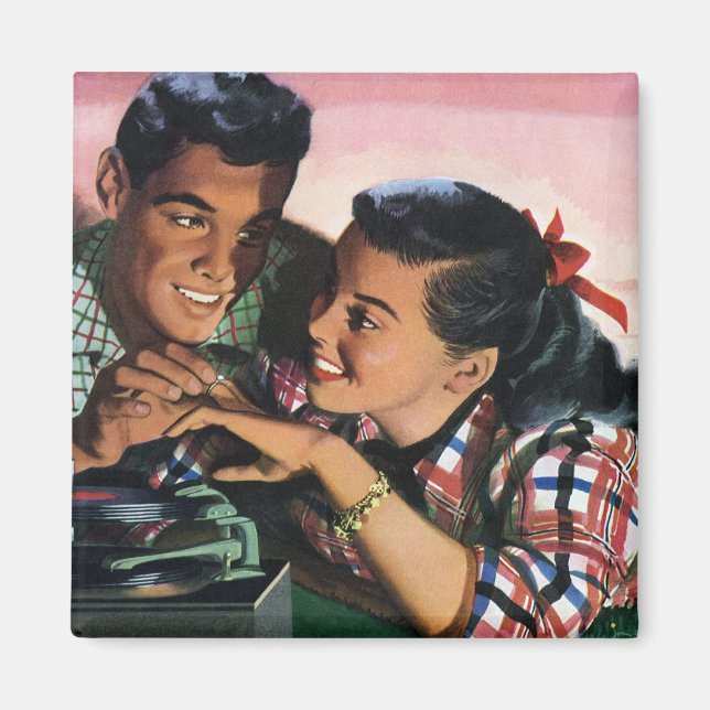 Aimant Romance Vintage, Amoureux du Lycée (Devant)