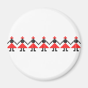 Aimant romanie folk danse ethnique motif géométrique cost
