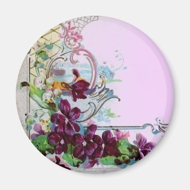 Aimant ROMANTICA Tourbillons Floraux aux Pensées Lilas Vi (Devant)