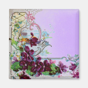 Aimant ROMANTICA Tourbillons Floraux Pensées Violettes Vi