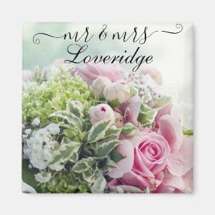 Aimant Romantique M. et Mme Rose Florale Mariage