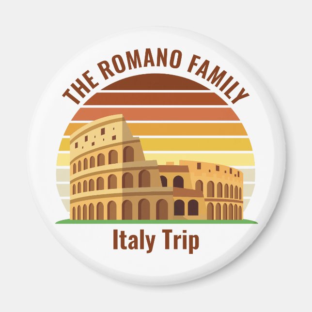 Aimant Rome Italie Famille Voyage Colisée Coucher de sole (Devant)