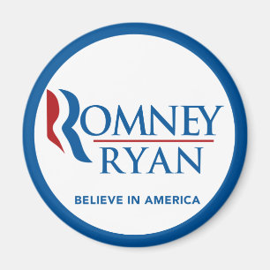Aimant Romney Ryan croient en frontière bleue ronde de