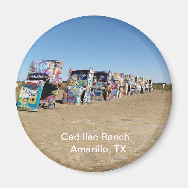 Aimant rond, aimant, Cadillac Ranch, Amarillo, Texas Mag (Devant)