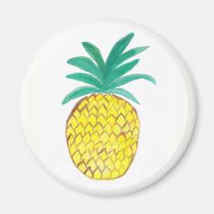 Aimant rond avec l'ananas de peinture d'aquarelle