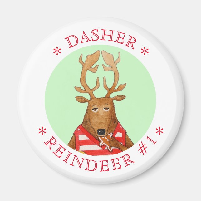 Aimant rond DASHER REINDEER (Devant)