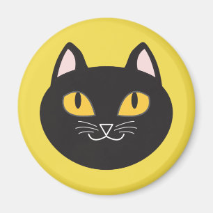 Aimant rond de chat noir