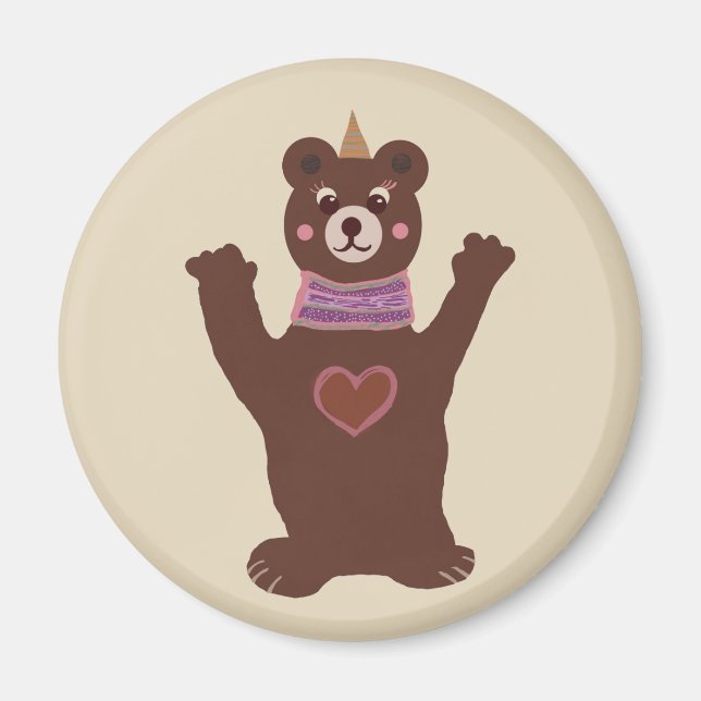 Aimant rond de l'ours Brown (Devant)
