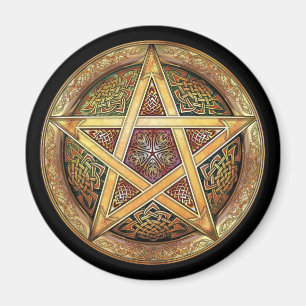 Aimant rond de pentagramme d'or