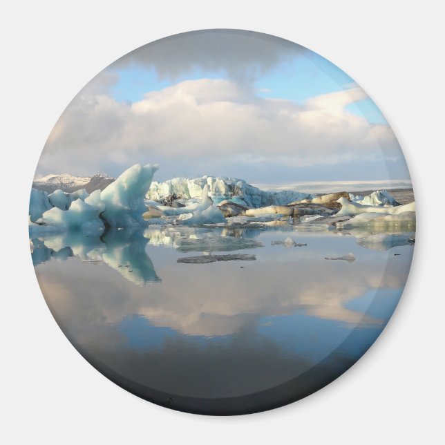 Aimant rond de reflet du lac de Jokulsarlon (Devant)