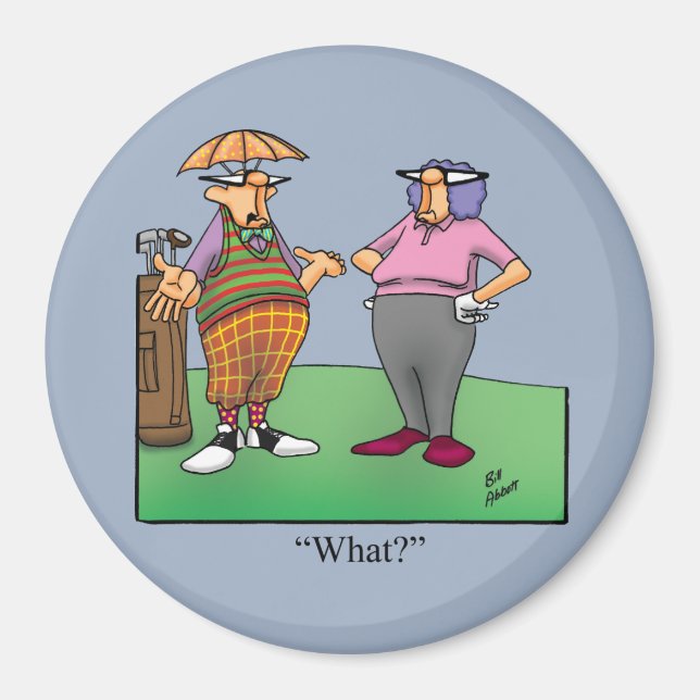 Aimant rond Humour de golf (Devant)