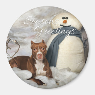 Aimant rond "Joyeuses Fêtes" AmStaff