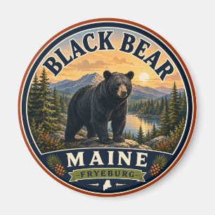 Aimant Rond Ours Noir Fryeburg Maine