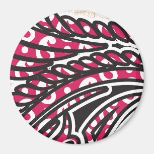 Aimant Rond Paisley Rouge Gras
