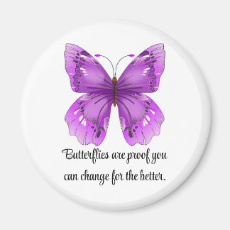 Aimant Rond Papillon Violet