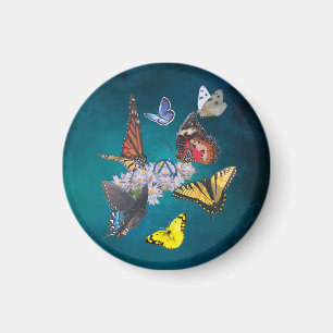 aimant rond symbole de sobriété papillons