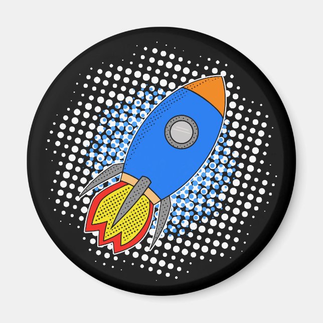 Aimant Roquette De Dessin Avec Galaxie De Halftones (Devant)