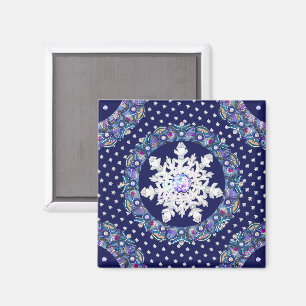 Aimant Rosace bleue et flocon de neige