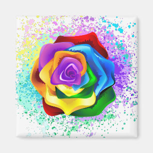 Aimant Rose arc-en-ciel coloré