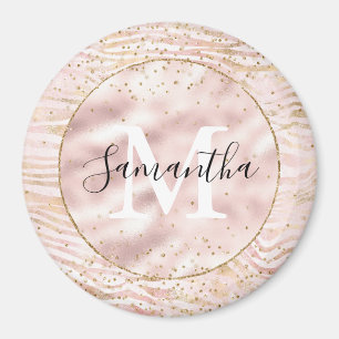 Aimant Rose Blush Gold Zebra Print Glitz