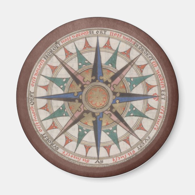 Aimant Rose Brown Antique Compass (Devant)