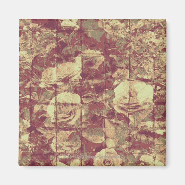Aimant Rose camouflage pattern on tiled wall ground (Devant)