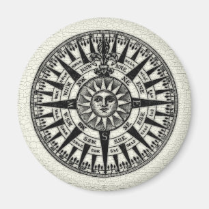 Aimant Rose Compass vintage Sun