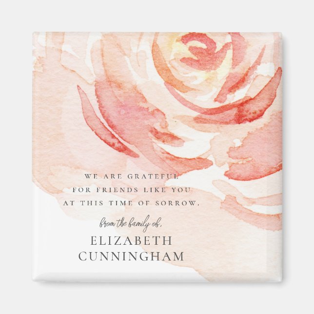 Aimant Rose d'aquarelle Memorial Flower Élégant chic (Devant)