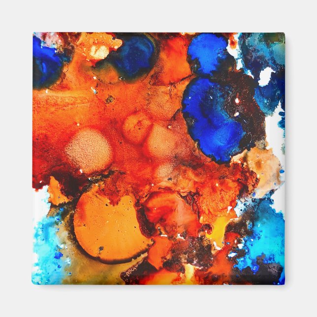 Aimant Rose d'art abstrait orange rouille (Devant)