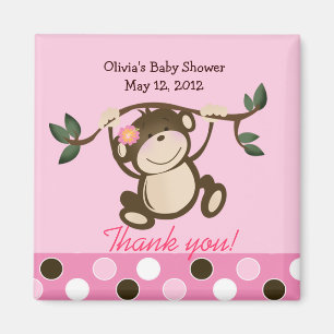 Aimant rose de faveur de baby shower de jeu de