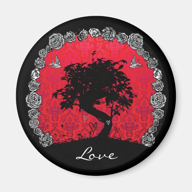 Aimant Rose de tatouage Bonsai Arbre de l'amour avale (Devant)