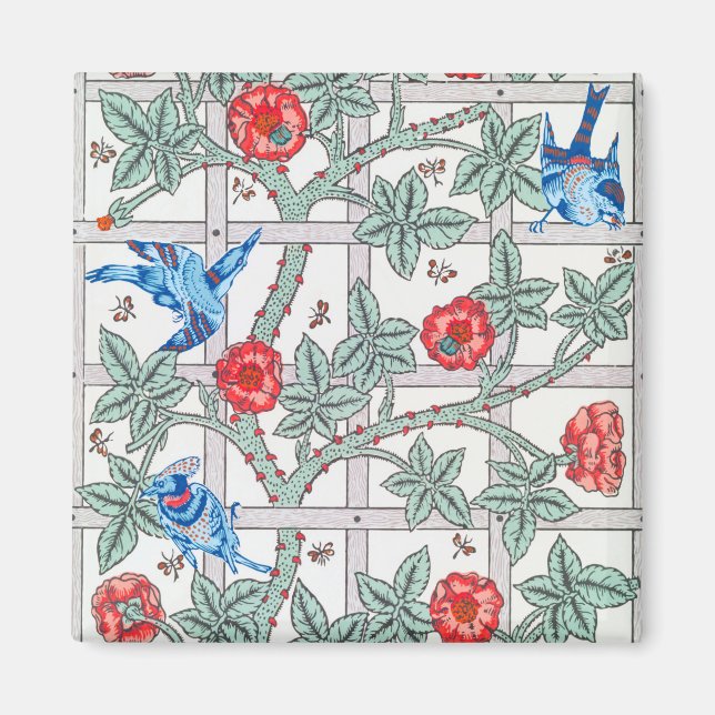 Aimant Rose d'Escalades & Petit Oiseau, William Morris (Devant)