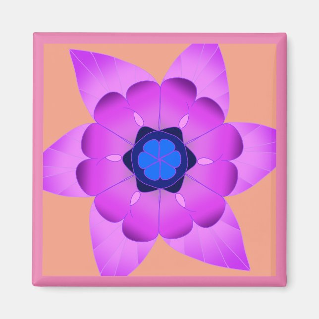 Aimant rose et bleu Fleur (Devant)