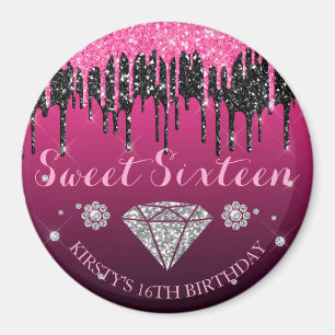 Aimant Rose et Noir Paillettes Coulée Diamant Sweet Sixte