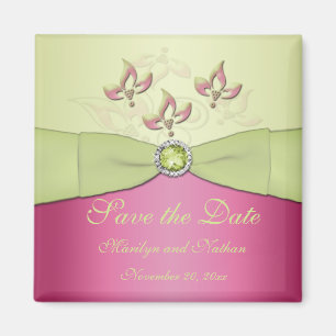 Aimant rose et vert de faveur de mariage