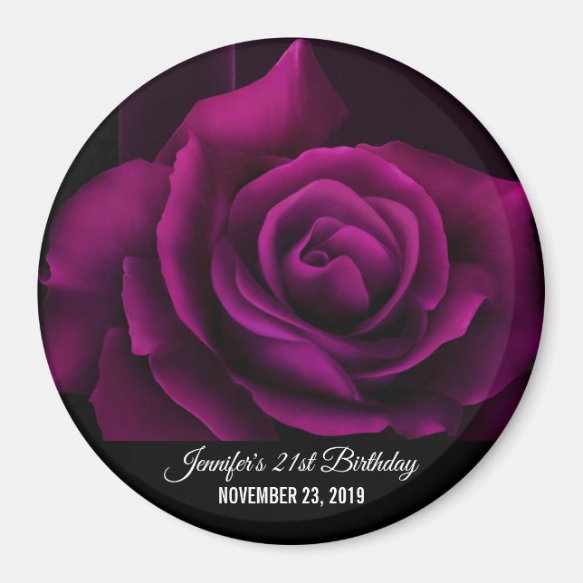 Aimant Rose Fleur de Parti Violet-Rouge Gothique Date (Devant)