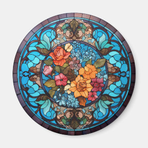 Aimant Rose Floral Faux Vitrail