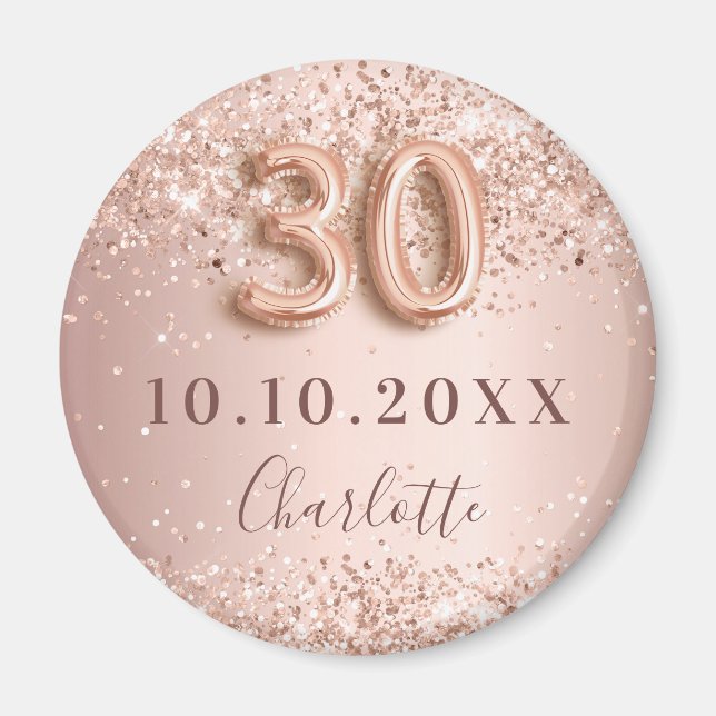Aimant rose gold blush 30e anniversaire enregistrer la da (Devant)