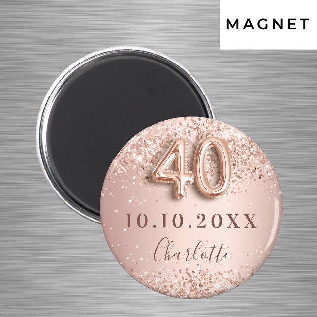 Aimant rose gold blush 40e anniversaire save the date (Créateur téléchargé)
