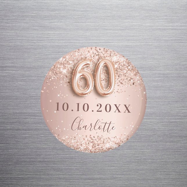 Aimant rose gold blush 60e anniversaire save the date (Créateur téléchargé)