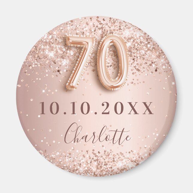 Aimant rose gold blush 70e anniversaire save the date (Devant)