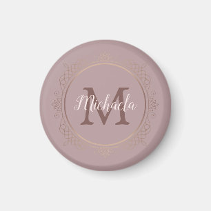 Aimant Rose Gold Elegant Moderne Monogramme Modèle