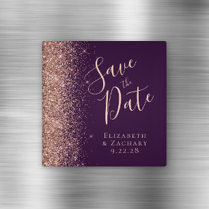 Aimant Rose Gold Glitter Script Faire-Part de Pré-Réserva
